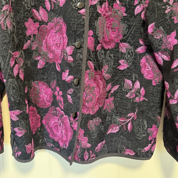 Vintage Womens Romantic Floral Textured Blazer Jacket Size 12 Career Business - Picture 9 of 15